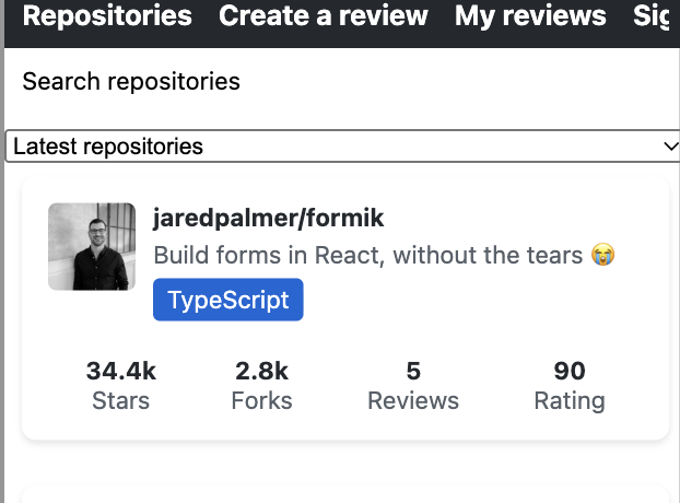 Rate Repository App Hover